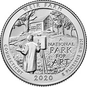 USA Quarter Dollar (Weir Farm National Historic Site - Connecticut) WEIR FARM A NATIONAL PARK FOR ART CONNECTICUT 2020 E PLURIBUS UNUM coin reverse USA Quarter Dollar (Weir Farm National Historic Site - Connecticut) WEIR FARM A NATIONAL PARK FOR ART CONNECTICUT 2020 E PLURIBUS UNUM coin reverse