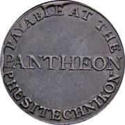 Ireland 1/2 Penny Dublin - Pantheon 1802  PAYABLE AT THE PANTHEON PHUSITECHNIKON coin reverse Ireland 1/2 Penny Dublin - Pantheon 1802  PAYABLE AT THE PANTHEON PHUSITECHNIKON coin reverse
