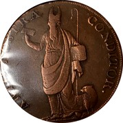 UK 1/2 Penny Liverpool - Bishop Blaize 1793  ARTIS NOSTRÆ CONDITOR coin reverse UK 1/2 Penny Liverpool - Bishop Blaize 1793  ARTIS NOSTRÆ CONDITOR coin reverse