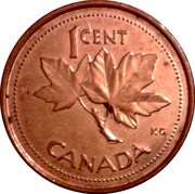 Canada 1 Cent (Elizabeth II) KM# 445a 1CENT K.G. CANADA coin reverse Canada 1 Cent (Elizabeth II) KM# 445a 1CENT K.G. CANADA coin reverse