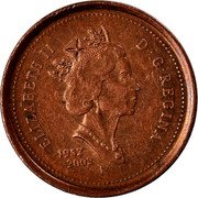 Canada 1 Cent Succession of Queen Elizabeth II 1952-2002 P KM# 445 ELIZABETH II D G REGINA 1952 2002 coin obverse Canada 1 Cent Succession of Queen Elizabeth II 1952-2002 P KM# 445 ELIZABETH II D G REGINA 1952 2002 coin obverse