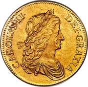 UK 1 Crown Charles II 1663 Proof CAROLVS II DEI GRATIA coin obverse UK 1 Crown Charles II 1663 Proof CAROLVS II DEI GRATIA coin obverse