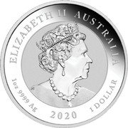Australia 1 Dollar Double Pixiu 2020 UNC ELIZABETH II AUSTRALIA 1 OZ 9999 AG 2020 1 DOLLAR coin obverse Australia 1 Dollar Double Pixiu 2020 UNC ELIZABETH II AUSTRALIA 1 OZ 9999 AG 2020 1 DOLLAR coin obverse