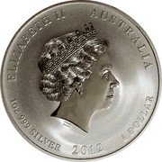 Australia 1 Dollar Year of the Dragon. Lion Privy 2012 P (Bavarian Lion Privy Mark) Brilliant Uncirculated KM# 1664.1 ELIZABETH II AUSTRALIA 1 OZ 999 SILVER 2012 1 DOLLAR coin obverse Australia 1 Dollar Year of the Dragon. Lion Privy 2012 P (Bavarian Lion Privy Mark) Brilliant Uncirculated KM# 1664.1 ELIZABETH II AUSTRALIA 1 OZ 999 SILVER 2012 1 DOLLAR coin obverse