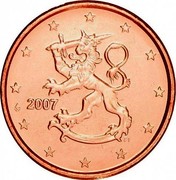 Finland 1 Euro Cent (The Heraldic Lion of the Coat of Arms of Finland) KM# 98 2007 FI coin obverse Finland 1 Euro Cent (The Heraldic Lion of the Coat of Arms of Finland) KM# 98 2007 FI coin obverse