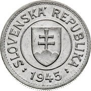 Slovakia 1 Ks Aluminium Trial Strike 1945  SLOVENSKÁ REPUBLIKA 1945 coin obverse Slovakia 1 Ks Aluminium Trial Strike 1945  SLOVENSKÁ REPUBLIKA 1945 coin obverse
