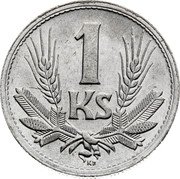 Slovakia 1 Ks Aluminium Trial Strike 1945  1 KS coin reverse Slovakia 1 Ks Aluminium Trial Strike 1945  1 KS coin reverse