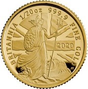 UK 1 Pound Britannia The Spirit of a Nation 2020 Proof BRITANNIA 1/20 OZ 999.9 FINE GOLD 2020 coin reverse UK 1 Pound Britannia The Spirit of a Nation 2020 Proof BRITANNIA 1/20 OZ 999.9 FINE GOLD 2020 coin reverse
