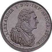 Russia 1 Ruble Alexander I 1801-1825 KM# Pn65a ALEXANDER I D G IMP AVTOCR RVSSOR coin obverse Russia 1 Ruble Alexander I 1801-1825 KM# Pn65a ALEXANDER I D G IMP AVTOCR RVSSOR coin obverse