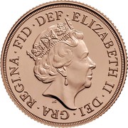 UK 1 Sovereign (Sovereign Piedfort) ELIZABETH II DEI GRA REGINA FID DEF J.C coin obverse UK 1 Sovereign (Sovereign Piedfort) ELIZABETH II DEI GRA REGINA FID DEF J.C coin obverse