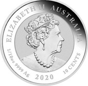 Australia 10 Cents 75th Anniversary of the end of WWII 2020 P UNC in Coincard ELIZABETH II AUSTRALIA 1/10 OZ 9999 AG 2020 10 CENTS coin obverse Australia 10 Cents 75th Anniversary of the end of WWII 2020 P UNC in Coincard ELIZABETH II AUSTRALIA 1/10 OZ 9999 AG 2020 10 CENTS coin obverse