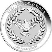 Australia 10 Cents 75th Anniversary of the end of WWII 2020 P UNC in Coincard END OF WORLD WAR II 75TH ANNIVERSARY coin reverse Australia 10 Cents 75th Anniversary of the end of WWII 2020 P UNC in Coincard END OF WORLD WAR II 75TH ANNIVERSARY coin reverse