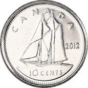 Canada 10 Cents Bluenose Schooner 2012 ML Proof Set (War of 1812) CANADA 2012 10 CENTS coin reverse Canada 10 Cents Bluenose Schooner 2012 ML Proof Set (War of 1812) CANADA 2012 10 CENTS coin reverse
