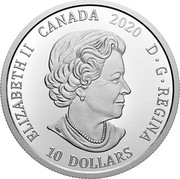 Canada 10 Dollars 350th Anniversary of Hudson's Bay Company 2020 ELIZABETH II CANADA 2020 D G REGINA 10 DOLLARS coin obverse Canada 10 Dollars 350th Anniversary of Hudson's Bay Company 2020 ELIZABETH II CANADA 2020 D G REGINA 10 DOLLARS coin obverse