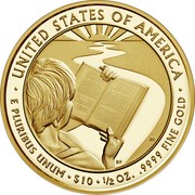 USA 10 Dollars Barbara Bush 2020 W UNITED STATES OF AMERICA E PLURIBUS UNUM $10 1/2 OZ 9999 FINE GOLD coin reverse USA 10 Dollars Barbara Bush 2020 W UNITED STATES OF AMERICA E PLURIBUS UNUM $10 1/2 OZ 9999 FINE GOLD coin reverse