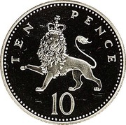 UK 10 Pence Liom with a crown 1992 Proof KM# P13 TEN PENCE 10 coin reverse UK 10 Pence Liom with a crown 1992 Proof KM# P13 TEN PENCE 10 coin reverse