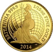 UK 10 Pounds Britannia 2014 Proof BRITANNIA 999.9 1/10 OZ FINE GOLD 2014 coin reverse UK 10 Pounds Britannia 2014 Proof BRITANNIA 999.9 1/10 OZ FINE GOLD 2014 coin reverse