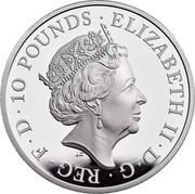 UK 10 Pounds The White Horse of Hanover 2020 Proof ELIZABETH II D G REG F D 10 POUNDS coin obverse UK 10 Pounds The White Horse of Hanover 2020 Proof ELIZABETH II D G REG F D 10 POUNDS coin obverse
