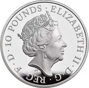 UK 10 Pounds White Horse of Hanover 2020 Proof ELIZABETH II D G REG F D 10 POUNDS J.C coin obverse UK 10 Pounds White Horse of Hanover 2020 Proof ELIZABETH II D G REG F D 10 POUNDS J.C coin obverse