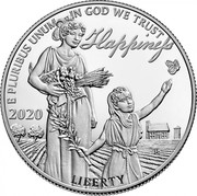 USA 100 Dollars Happiness 2020 Proof E PLURIBUS UNUM IN GOD WE TRUST HAPPINESS 2020 LIBERTY coin obverse USA 100 Dollars Happiness 2020 Proof E PLURIBUS UNUM IN GOD WE TRUST HAPPINESS 2020 LIBERTY coin obverse