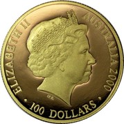 Australia 100 Dollars Summer Olympics 2000 Proof KM# 521 ELIZABETH II AUSTRALIA 2000 100 DOLLARS IRB coin obverse Australia 100 Dollars Summer Olympics 2000 Proof KM# 521 ELIZABETH II AUSTRALIA 2000 100 DOLLARS IRB coin obverse