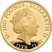 UK 100 Pounds Britannia 2014 Proof ELIZABETH II D G REG F D 100 POUNDS coin obverse