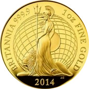 UK 100 Pounds Britannia 2014 Proof BRITANNIA 999.9 1 OZ FINE GOLD 2014 coin reverse