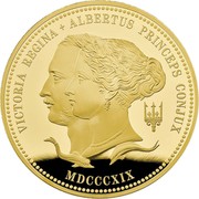 UK 1000 Pounds 200th anniversary of the birth of Queen Victoria and Prince Albert 2019 Proof VICTORIA REGINA + ALBERTUS PRINCEPS CONJUX MDCCCXIX coin reverse UK 1000 Pounds 200th anniversary of the birth of Queen Victoria and Prince Albert 2019 Proof VICTORIA REGINA + ALBERTUS PRINCEPS CONJUX MDCCCXIX coin reverse