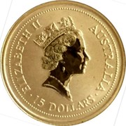 Australia 15 Dollars (Two kangaroos) ELIZABETH II AUSTRALIA 15 DOLLARS coin obverse Australia 15 Dollars (Two kangaroos) ELIZABETH II AUSTRALIA 15 DOLLARS coin obverse