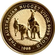 Australia 15 Dollars (Two kangaroos) THE AUSTRALIAN NUGGET 1/10 OZ 9999 GOLD 1998 coin reverse Australia 15 Dollars (Two kangaroos) THE AUSTRALIAN NUGGET 1/10 OZ 9999 GOLD 1998 coin reverse