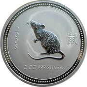 Australia 2 Dollars (Year of the Rat) 2 0 0 8 2 OZ 9999 SILVER coin reverse Australia 2 Dollars (Year of the Rat) 2 0 0 8 2 OZ 9999 SILVER coin reverse