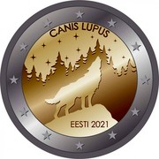 Estonia 2 Euro Estonia's National Animal - the Wolf 2021 CANIS LUPUS EESTI 2021 coin obverse Estonia 2 Euro Estonia's National Animal - the Wolf 2021 CANIS LUPUS EESTI 2021 coin obverse