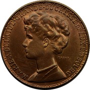 Luxembourg 2 Francs Marie-Adelaide 1914 KM# E29 MARIE-ADELAIDE GRANDE DUCHESSE DE LUXEMBOURG ESSAI coin obverse Luxembourg 2 Francs Marie-Adelaide 1914 KM# E29 MARIE-ADELAIDE GRANDE DUCHESSE DE LUXEMBOURG ESSAI coin obverse