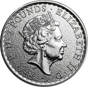 UK 2 Pounds (Britannia, Radial Sunburst Reverse) 2 POUNDS ELIZABETH II D G REG F D coin obverse UK 2 Pounds (Britannia, Radial Sunburst Reverse) 2 POUNDS ELIZABETH II D G REG F D coin obverse