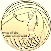 Australia 20 Cents Year of the Surf Lifesaver 2007 KM# 820b YEAR OF THE SURF LIFESAVER 20 coin reverse Australia 20 Cents Year of the Surf Lifesaver 2007 KM# 820b YEAR OF THE SURF LIFESAVER 20 coin reverse