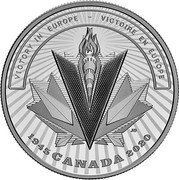 Canada 20 Dollars 75th Anniversary of the end of the Second World War 2020 VICTORY IN EUROPE VICTOIRE EN EUROPE 1945 CANADA 2020 coin reverse Canada 20 Dollars 75th Anniversary of the end of the Second World War 2020 VICTORY IN EUROPE VICTOIRE EN EUROPE 1945 CANADA 2020 coin reverse