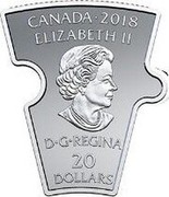 Canada 20 Dollars Canadian History Puzzle 10 2018 Proof CANADA 2018 ELIZABETH II D G REGINA 20 DOLLARS coin obverse