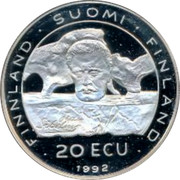 Finland 20 ECU CSCE KFZE Conference 20th Anniversary 1992 Proof X# 2 FINLAND SUOMI FINLAND 20 ECU 1992 coin obverse