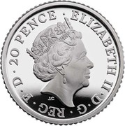 UK 20 Pence The Britannia 2019 Proof ELIZABETH II D G REG F D 20 PENCE coin obverse UK 20 Pence The Britannia 2019 Proof ELIZABETH II D G REG F D 20 PENCE coin obverse