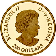 Canada 200 Dollars The Queen Elizabeth Rose 2020 ELIZABETH II CANADA D G REGINA 200 DOLLARS coin obverse Canada 200 Dollars The Queen Elizabeth Rose 2020 ELIZABETH II CANADA D G REGINA 200 DOLLARS coin obverse