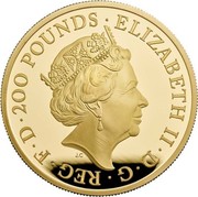 UK 200 Pounds Britannia The Spirit of a Nation 2020 Proof ELIZABETH II D G REG F D 200 POUNDS coin obverse UK 200 Pounds Britannia The Spirit of a Nation 2020 Proof ELIZABETH II D G REG F D 200 POUNDS coin obverse