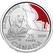 Canada 25 Cents Canadian bear 2020 (53.2500, -132.2500) 2020 25 CENTS CANADA coin reverse Canada 25 Cents Canadian bear 2020 (53.2500, -132.2500) 2020 25 CENTS CANADA coin reverse