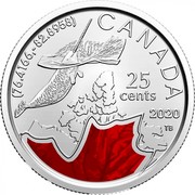 Canada 25 Cents The narwhale 2020 (76.4166, -82.8958) CANADA 25 CENTS 2020 coin reverse Canada 25 Cents The narwhale 2020 (76.4166, -82.8958) CANADA 25 CENTS 2020 coin reverse