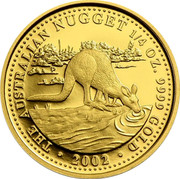 Australia 25 Dollars Kangaroo 2002 P Proof THE AUSTRALIAN NUGGET 1/4 OZ. 9999 GOLD 2002 coin reverse