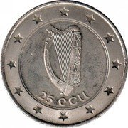 Ireland 25 ECU Cat 1995 Proof X# 38 25 ECU coin obverse Ireland 25 ECU Cat 1995 Proof X# 38 25 ECU coin obverse