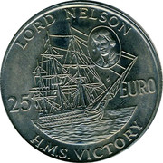 UK 25 Euro Lord Nelson 1996 UNC LORD NELSON 25 EURO H.M.S.VICTORY coin reverse UK 25 Euro Lord Nelson 1996 UNC LORD NELSON 25 EURO H.M.S.VICTORY coin reverse