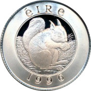 Ireland 25 Euro Squirrel eating nuts 1996 ÉIRE 1996 coin obverse Ireland 25 Euro Squirrel eating nuts 1996 ÉIRE 1996 coin obverse