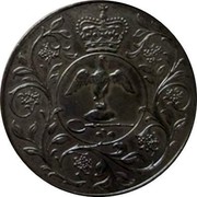 UK 25 Pence Silver Jubilee of Reign Colored 1977  coin obverse UK 25 Pence Silver Jubilee of Reign Colored 1977  coin obverse