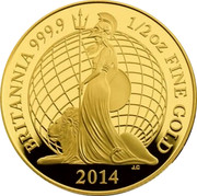 UK 25 Pounds Britannia 2014 BRITANNIA 999.9 1/2 OZ FINE GOLD 2014 coin reverse UK 25 Pounds Britannia 2014 BRITANNIA 999.9 1/2 OZ FINE GOLD 2014 coin reverse