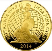 UK 25 Pounds Britannia facing left 2014 Proof BRITANNIA 999.9 1/4 OZ FINE GOLD 2014 coin reverse UK 25 Pounds Britannia facing left 2014 Proof BRITANNIA 999.9 1/4 OZ FINE GOLD 2014 coin reverse
